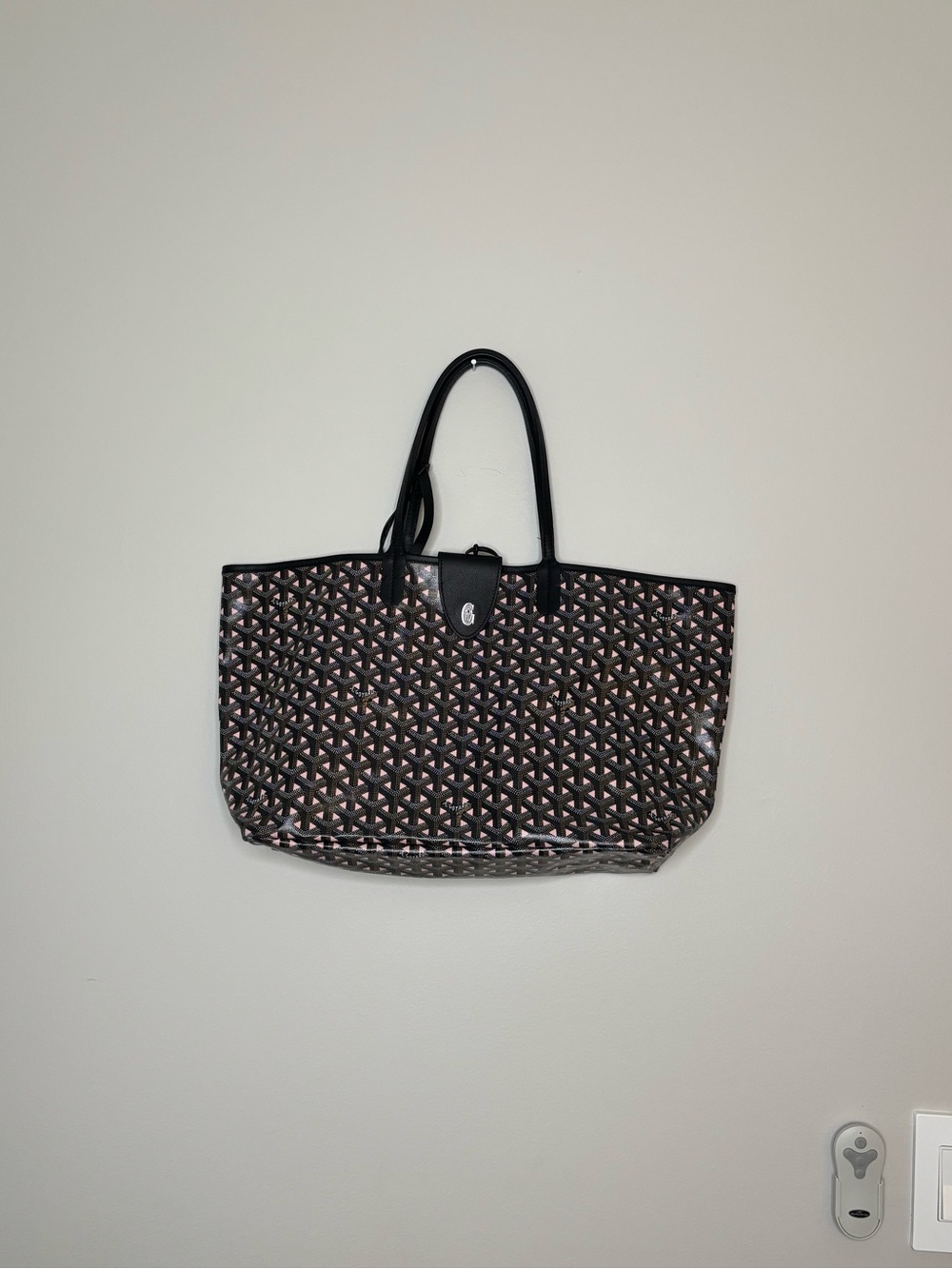 Geometric Chevron and Pink Patterned Tote Bag